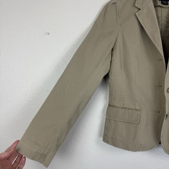 Women's Ralph Lauren Rugby Khaki Cotton Blazer Button Down Short Jacket Tan 6 - Picture 4 of 16